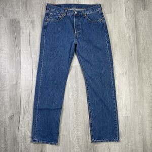 Levis 501 Jeans Mens 33x32 Blue Dark Wash Straight Leg Button Fly Modern I